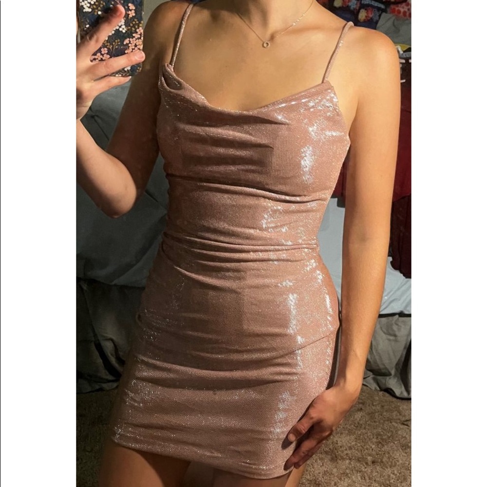 Pink Shiny Short Sequin Cocktail Dress